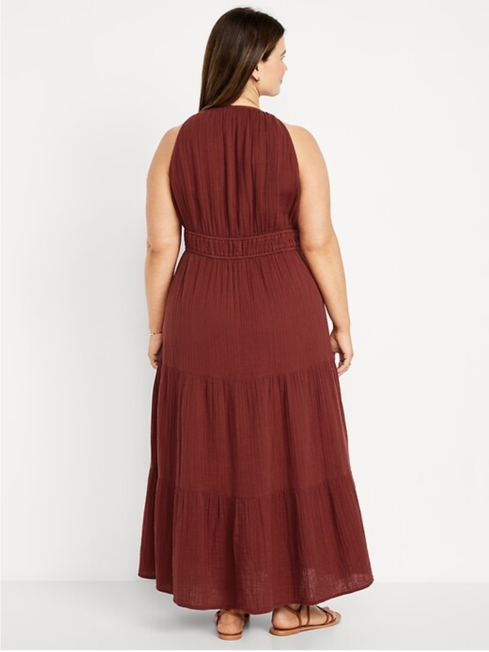 BNWT 100% Cotton Old Navy Fit & Flare Crinkle Gauze Maxi Dress - Picture 2 of 5
